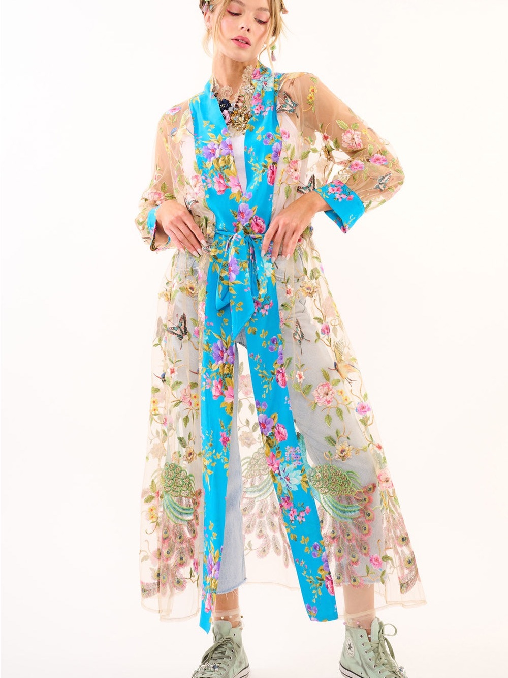 Aratta Garden of Eden Embroidered Mesh Kimono NWT size Xl.